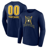 Milwaukee Brewers Personalized Name & Number Fastball Long Sleeve T-Shirt - Navy