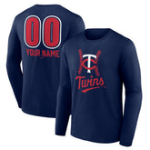 Minnesota Twins Personalized Name & Number Fastball Long Sleeve T-Shirt - Navy