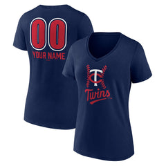 Minnesota Twins Women's Personalized Name & Number Fastball V-Neck T-Shirt - Navy