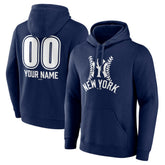 New York Yankees Personalized Name & Number Fastball Pullover Hoodie - Navy