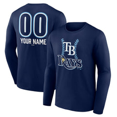 Tampa Bay Rays Personalized Name & Number Fastball Long Sleeve T-Shirt - Navy