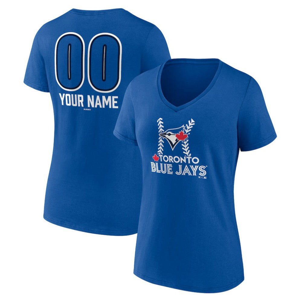 Toronto Blue Jays Women's Personalized Name & Number Fastball V-Neck T-Shirt - Royal