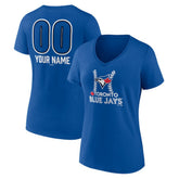 Toronto Blue Jays Women's Personalized Name & Number Fastball V-Neck T-Shirt - Royal