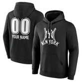 New York Yankees Personalized Name & Number Fastball Pullover Hoodie - Black