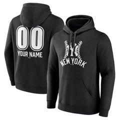 New York Yankees Personalized Name & Number Fastball Pullover Hoodie - Black