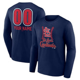 St. Louis Cardinals Personalized Name & Number Fastball Long Sleeve T-Shirt - Navy