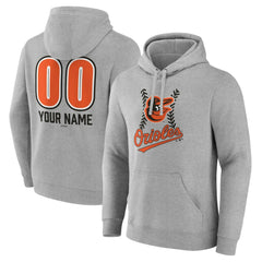Baltimore Orioles Personalized Name & Number Fastball Pullover Hoodie - Gray
