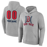 Boston Red Sox Personalized Name & Number Fastball Pullover Hoodie - Gray