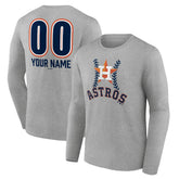 Houston Astros Personalized Name & Number Fastball Long Sleeve T-Shirt - Gray