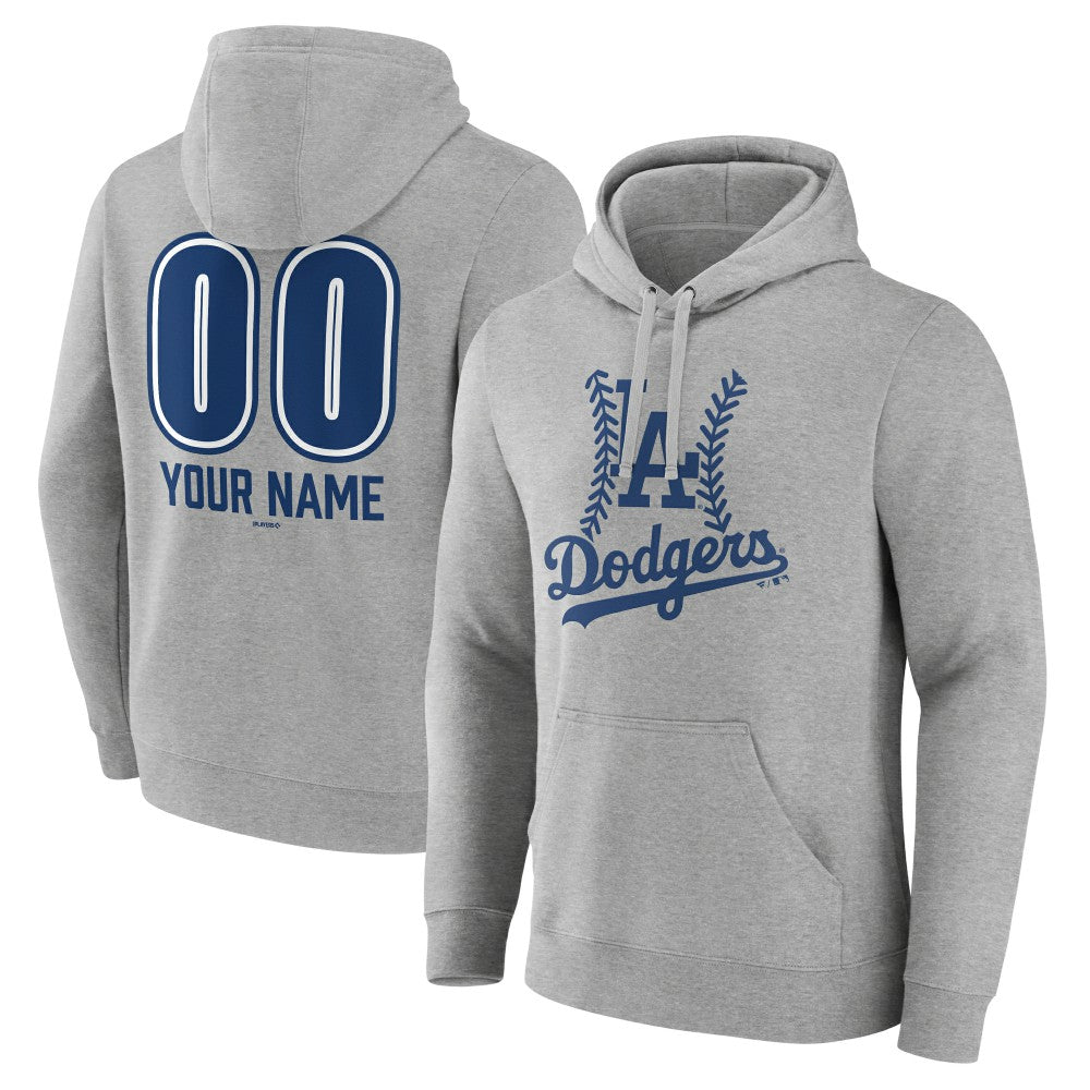 Los Angeles Dodgers Personalized Name & Number Fastball Pullover Hoodie - Gray