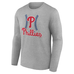 Philadelphia Phillies Personalized Name & Number Fastball Long Sleeve T-Shirt - Gray