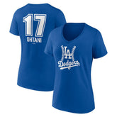Shohei Ohtani Los Angeles Dodgers Women's Fastball Player Name & Number V-Neck T-Shirt - Royal