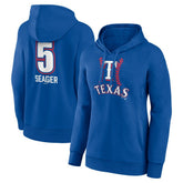 Corey Seager Texas Rangers Women's Fastball Player Name & Number Pullover Hoodie - Royal