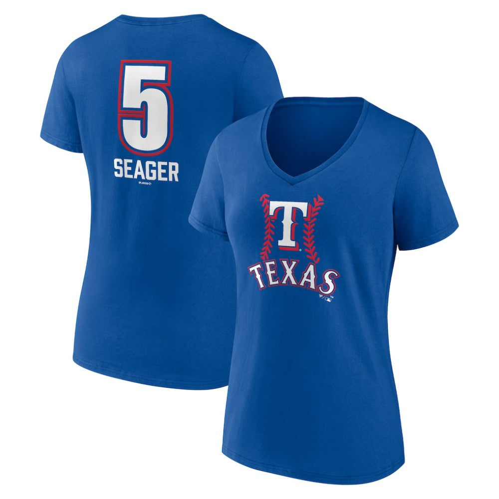 Corey Seager Texas Rangers Women's Fastball Player Name & Number V-Neck T-Shirt - Royal