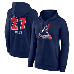 Austin Riley Atlanta Braves Women's Fastball Player Name & Number Pullover Hoodie - Navy
