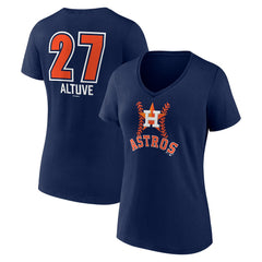 Jose Altuve Houston Astros Women's Fastball Player Name & Number V-Neck T-Shirt - Navy