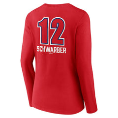 Kyle Schwarber Philadelphia Phillies Women's Fastball Player Name & Number Long Sleeve V-Neck T-Shirt - Red