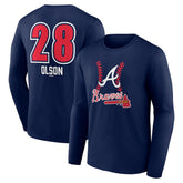 Matt Olson Atlanta Braves Fastball Player Name & Number Long Sleeve T-Shirt - Navy