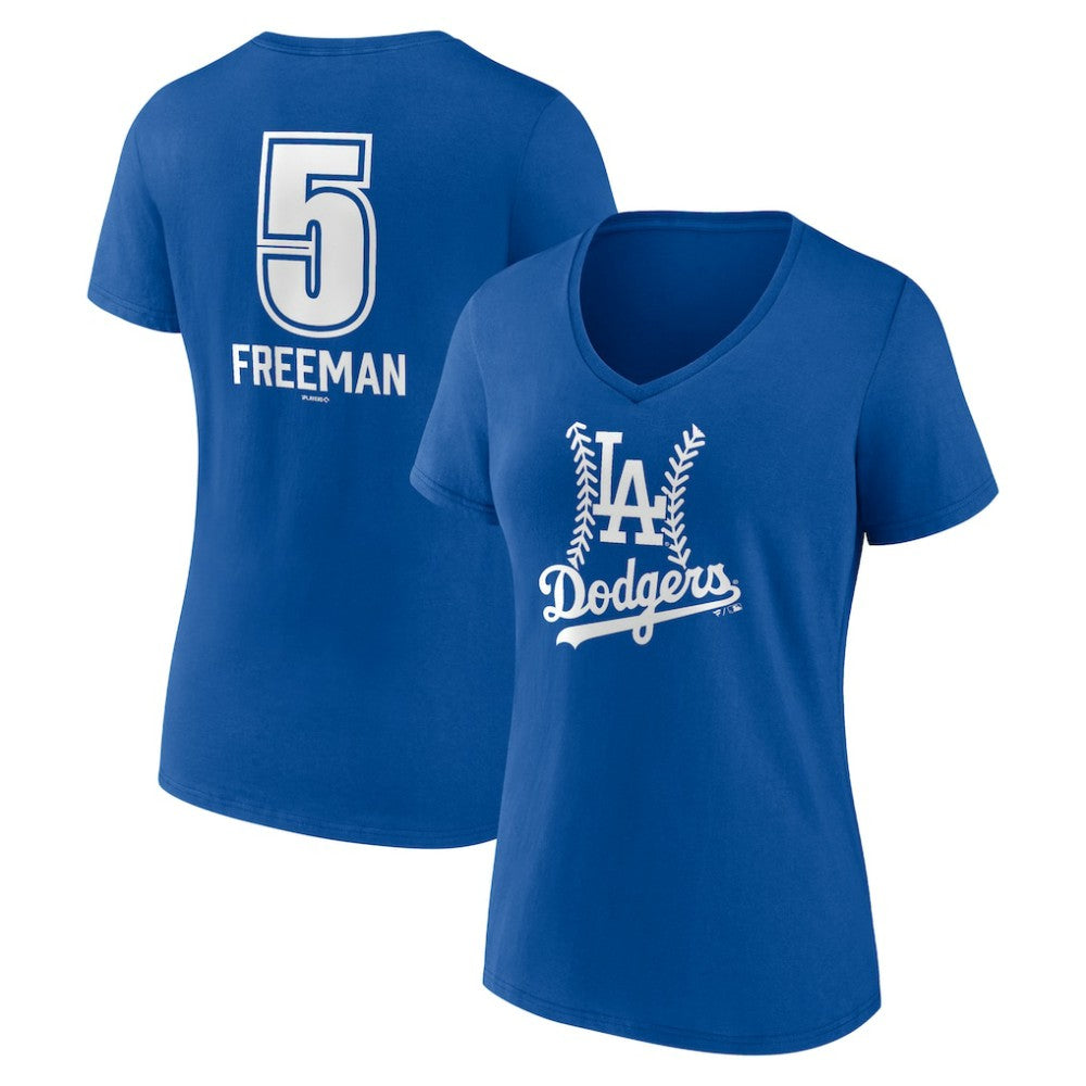 Freddie Freeman Los Angeles Dodgers Women's Fastball Player Name & Number V-Neck T-Shirt - Royal