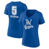 Freddie Freeman Los Angeles Dodgers Women's Fastball Player Name & Number V-Neck T-Shirt - Royal