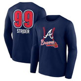 Spencer Strider Atlanta Braves Fastball Player Name & Number Long Sleeve T-Shirt - Navy