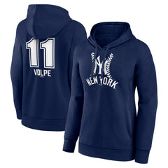 Anthony Volpe New York Yankees Women's Fastball Player Name & Number Pullover Hoodie - Navy