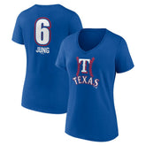 Josh Jung Texas Rangers Women's Fastball Player Name & Number V-Neck T-Shirt - Royal
