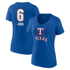 Josh Jung Texas Rangers Women's Fastball Player Name & Number V-Neck T-Shirt - Royal