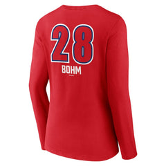 Alec Bohm Philadelphia Phillies Women's Fastball Player Name & Number Long Sleeve V-Neck T-Shirt - Red