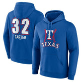 Evan Carter Texas Rangers Fastball Player Name & Number Pullover Hoodie - Royal