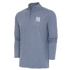 New York Yankees Antigua Hunk Quarter-Zip Top - Heather Navy