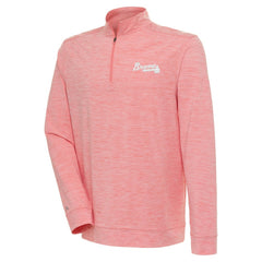 Atlanta Braves Antigua Bright Quarter-Zip Pullover Top - Coral