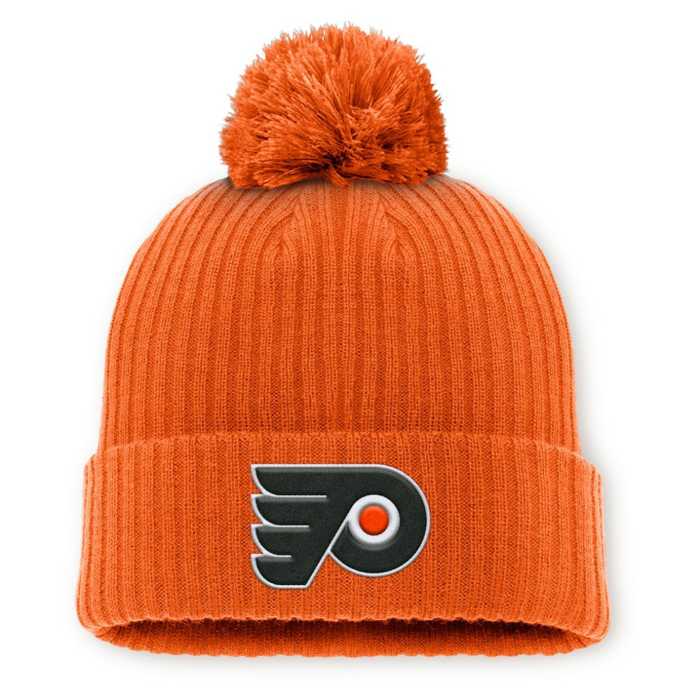 Philadelphia Flyers Fanatics Primary Logo Cuffed Knit Hat with Pom Orange
