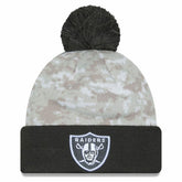 Las Vegas Raiders New Era 2024 Salute To Service Digital Camo Cuffed Knit Hat with Pom - White/Graphite sale