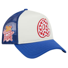 Atlanta Braves Checkered Flag A-Frame Trucker 9FORTY Adjustable Hat - White/Royal | New Era