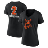 Gunnar Henderson Baltimore Orioles Women's Fastball Player Name & Number V-Neck T-Shirt - Black