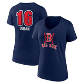 Jarren Duran Boston Red Sox Women's Fastball Player Name & Number V-Neck T-Shirt - Navy