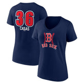 Triston Casas Boston Red Sox Women's Fastball Player Name & Number V-Neck T-Shirt - Navy