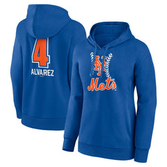 Francisco Alvarez New York Mets Women's Fastball Player Name & Number Pullover Hoodie - Royal