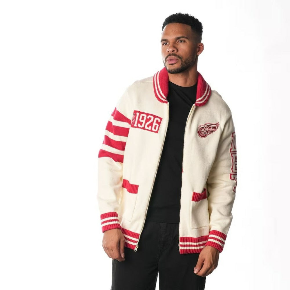 Detroit Red Wings The Wild Collective Unisex Jacquard Full-Zip Sweater Cream