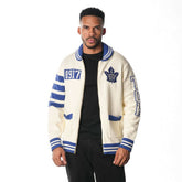 Toronto Maple Leafs The Wild Collective Unisex Jacquard Full-Zip Sweater Cream