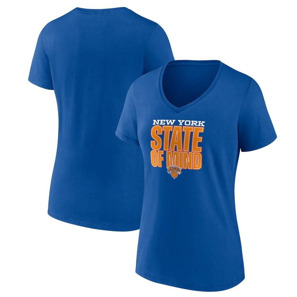 New York Knicks Pick & Roll Coverage V-Neck T-Shirt - Blue | New Era sale