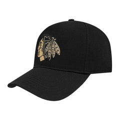 Chicago Blackhawks Pro Standard Metallic Logo Pinch Front Adjustable Hat Black