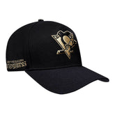 Pittsburgh Penguins Pro Standard Metallic Logo Pinch Front Adjustable Hat Black