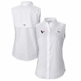 Houston Texans Women's PFG Tamiami Omni-Shade Sleeveless Button-Up Shirt - White on sale