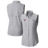 Houston Texans Women's PFG Tamiami Omni-Shade Sleeveless Button-Up Shirt - Gray discount