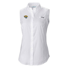 Jacksonville Jaguars Women's PFG Tamiami Omni-Shade Sleeveless Button-Up Shirt - White cheap