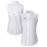 Miami Dolphins Women's PFG Tamiami Omni-Shade Sleeveless Button-Up Shirt - White outlet
