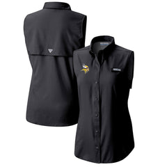 Minnesota Vikings Women's PFG Tamiami Omni-Shade Sleeveless Button-Up Shirt - Black outlet