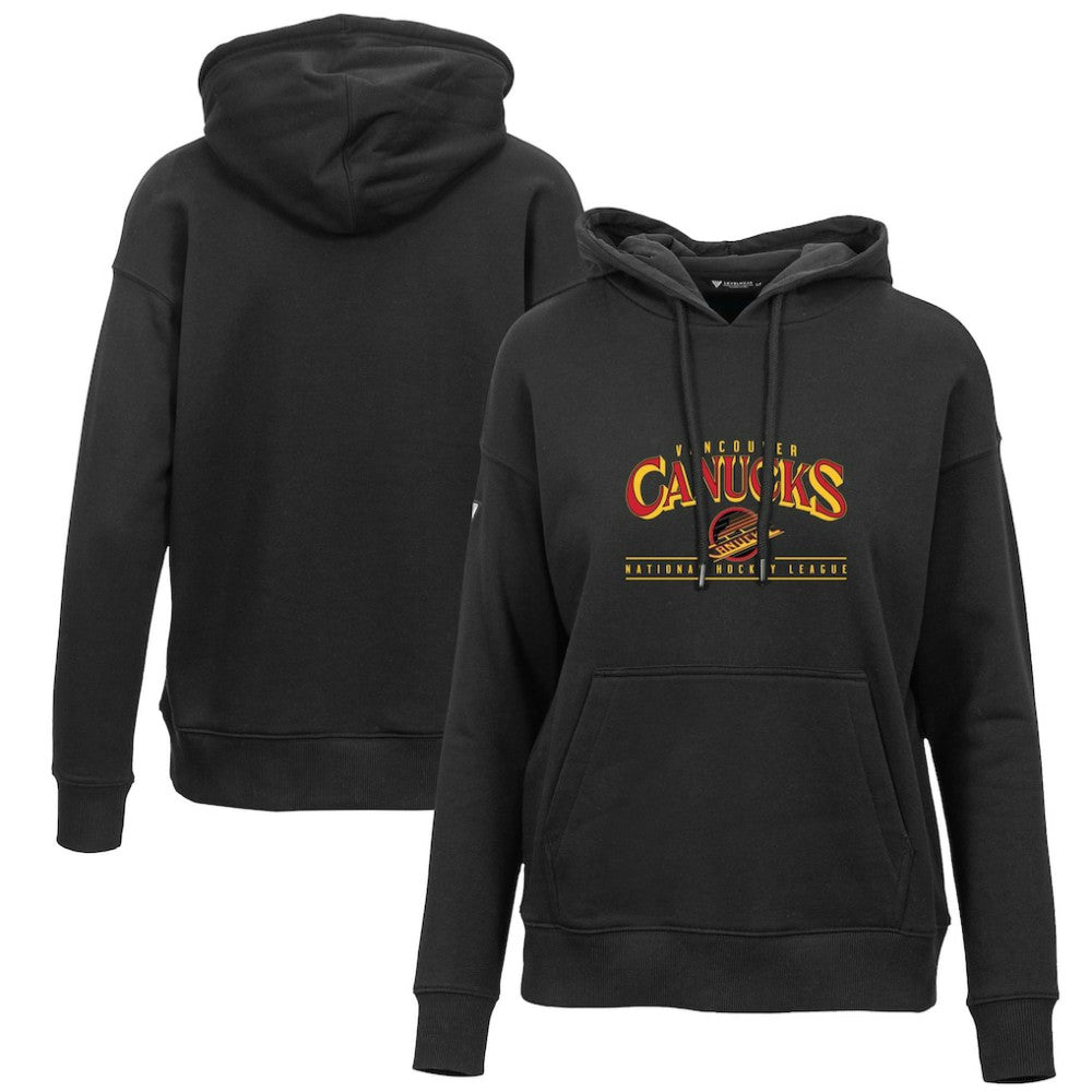 Vancouver Canucks Levelwear Women's Retro Adorn Spellout Pullover Hoodie Black